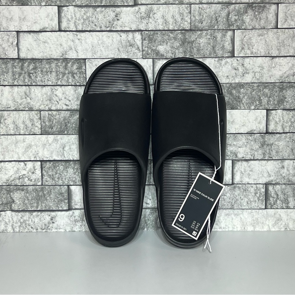 Nike Calm Slides New Men’s 8 Black Comfort Sandals - Picture 2 of 7